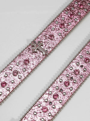 Westernbälte Rosa med Strass och Korsdetaljer