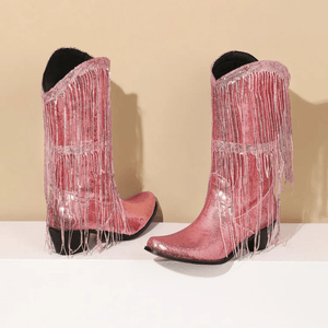 Westernboots med Glittrande Fransdesign