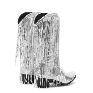 Westernboots med Glittrande Fransdesign