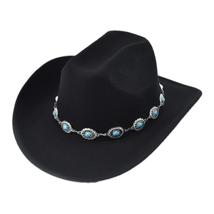 Westernhatt i Filttyg med Turkos Dekor Svart / 56-58cm