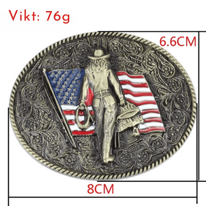 Westernläderbälte amerikansk flaggspänne