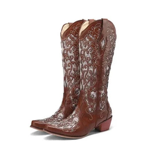Höga Cowboystövlar med Glitterbrodyr