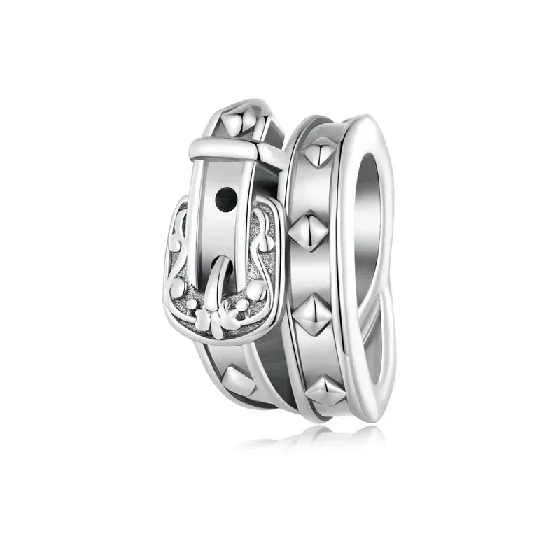 WOSTU Vintage 925 Sterling Silver Western Cowboy Leather Pendant Dream Catcher Charm Fit Original Bracelet DIY Jewelry Making SCC2568