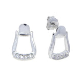 2025 Real 925 Sterling Silver Fashion Snaffle Bit Horseshoe U Shape Stud Earring Pave CZ Charm Equestrian Horse Jewelry SILVER