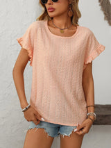 T-shirtbluse med flæseærmer