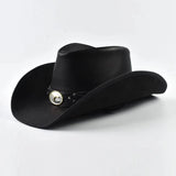 Äkta Läder Cowboyhatt Män Svart / One Size