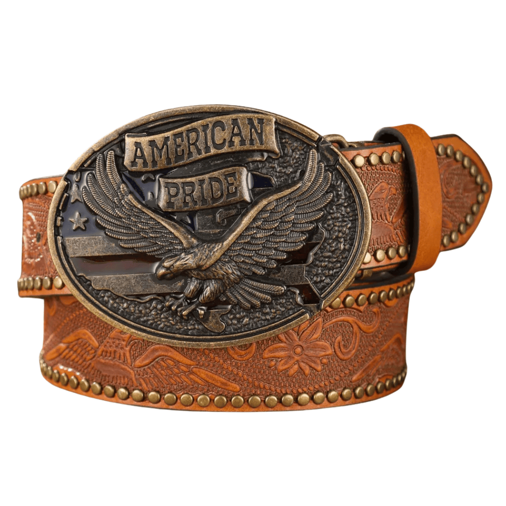 Antik American Pride cowboybälte Kamel Gyllene / 120cm