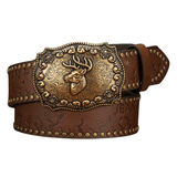 Antikt cowboybälte i läder Hjorten / 120cm
