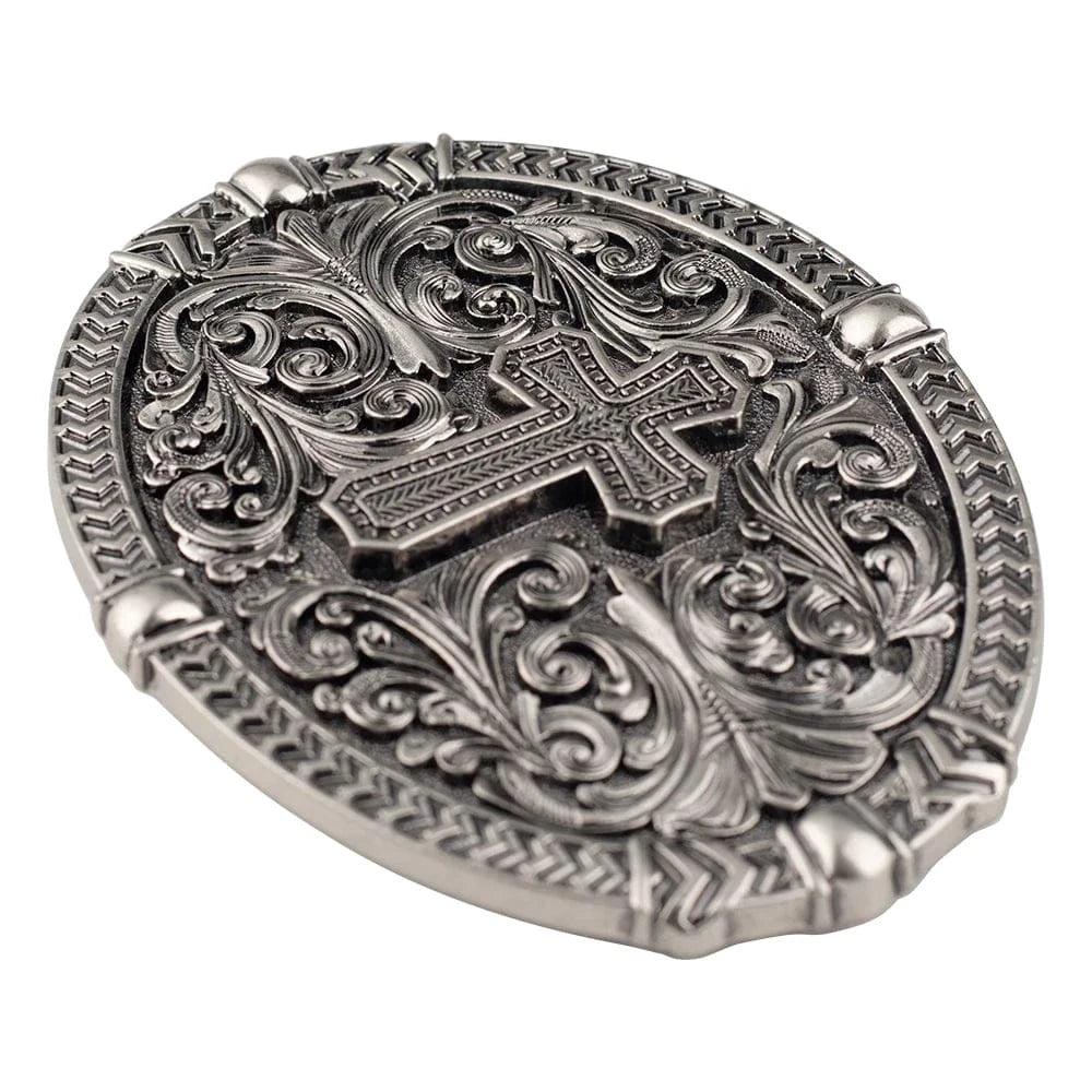 Bältespänne med kors och ornament i westernstil
