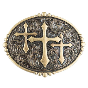 Bältespänne med kors och ornament i westernstil B brons