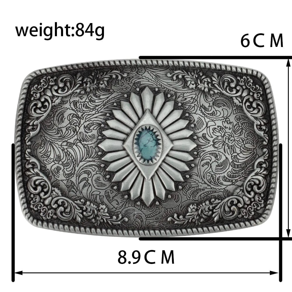Bältespänne western turkos mönster vintage
