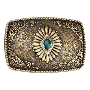 Bältespänne western turkos mönster vintage Brons