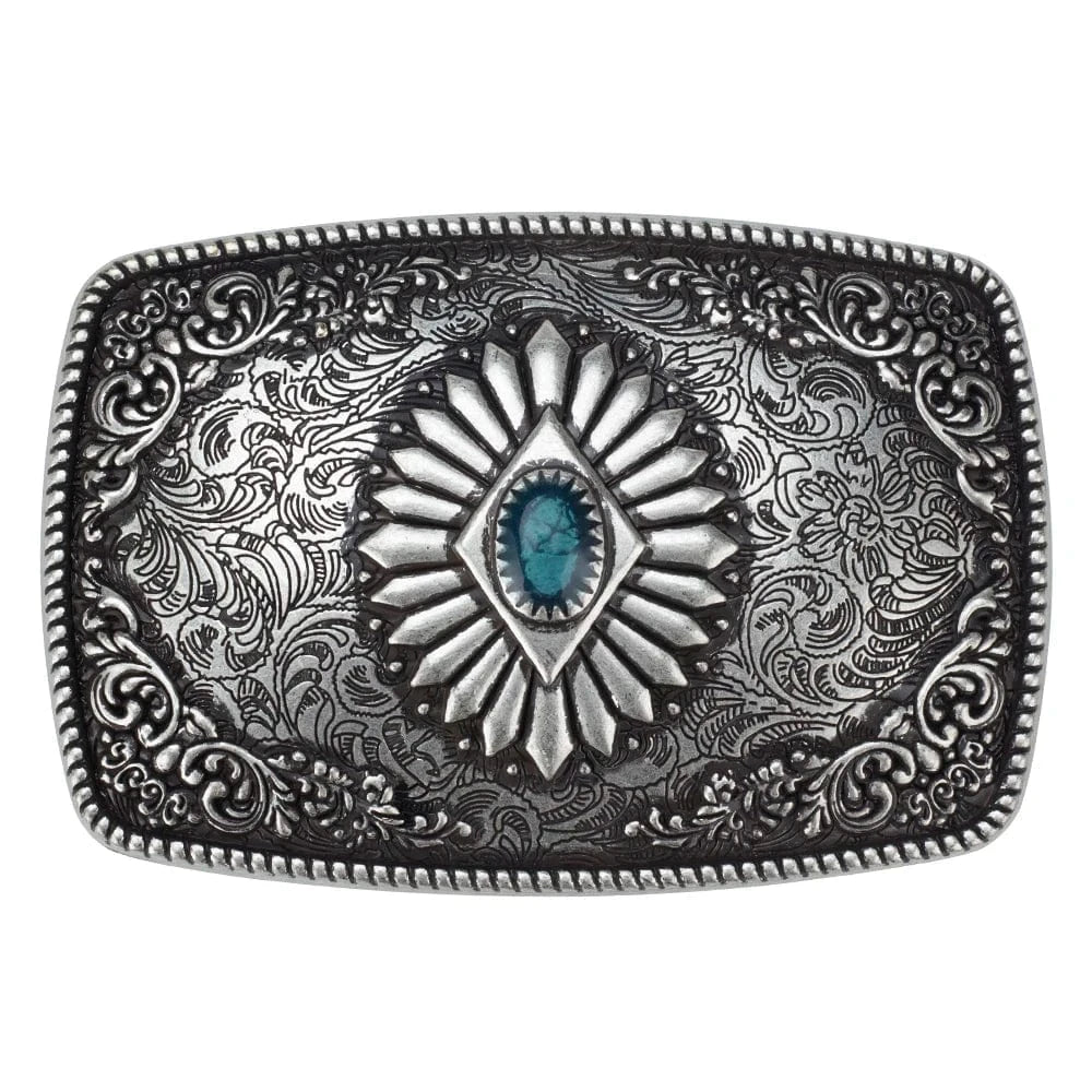 Bältespänne western turkos mönster vintage Silver