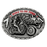 Bältesspänne Born to Be Free western motorcykel Antik silver