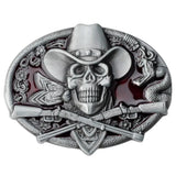 Bältesspänne cowboy dödskalle korsade gevär western stil Röd