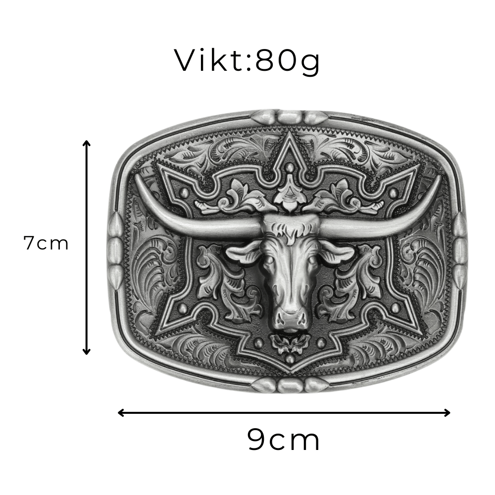 Bältesspänne Longhorn i metall western stil
