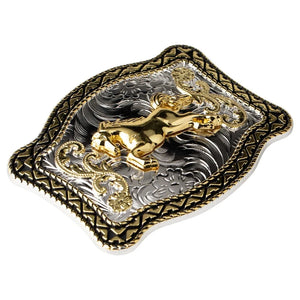 Bältesspänne med gyllene häst western stil