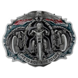 Bältesspänne motorcykel live to ride ride to live vintage stil Silver
