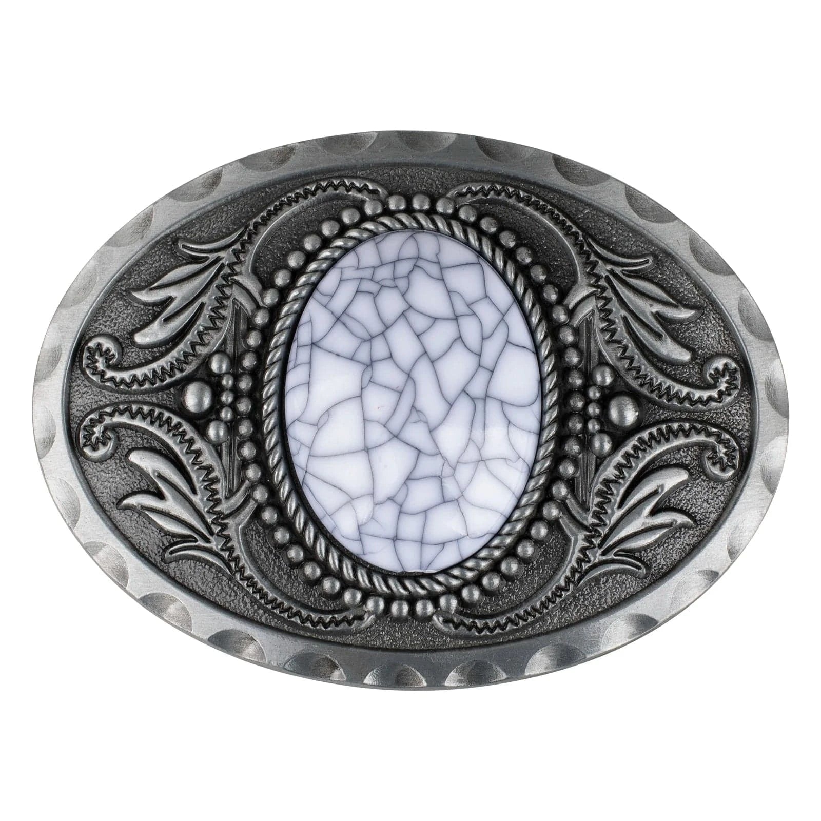Bältesspänne Oval Sten Vit