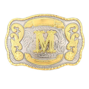 Bältesspänne western med graverad initial