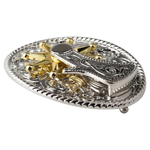 Bältesspänne western med silver och guld sheriffstjärna Silver