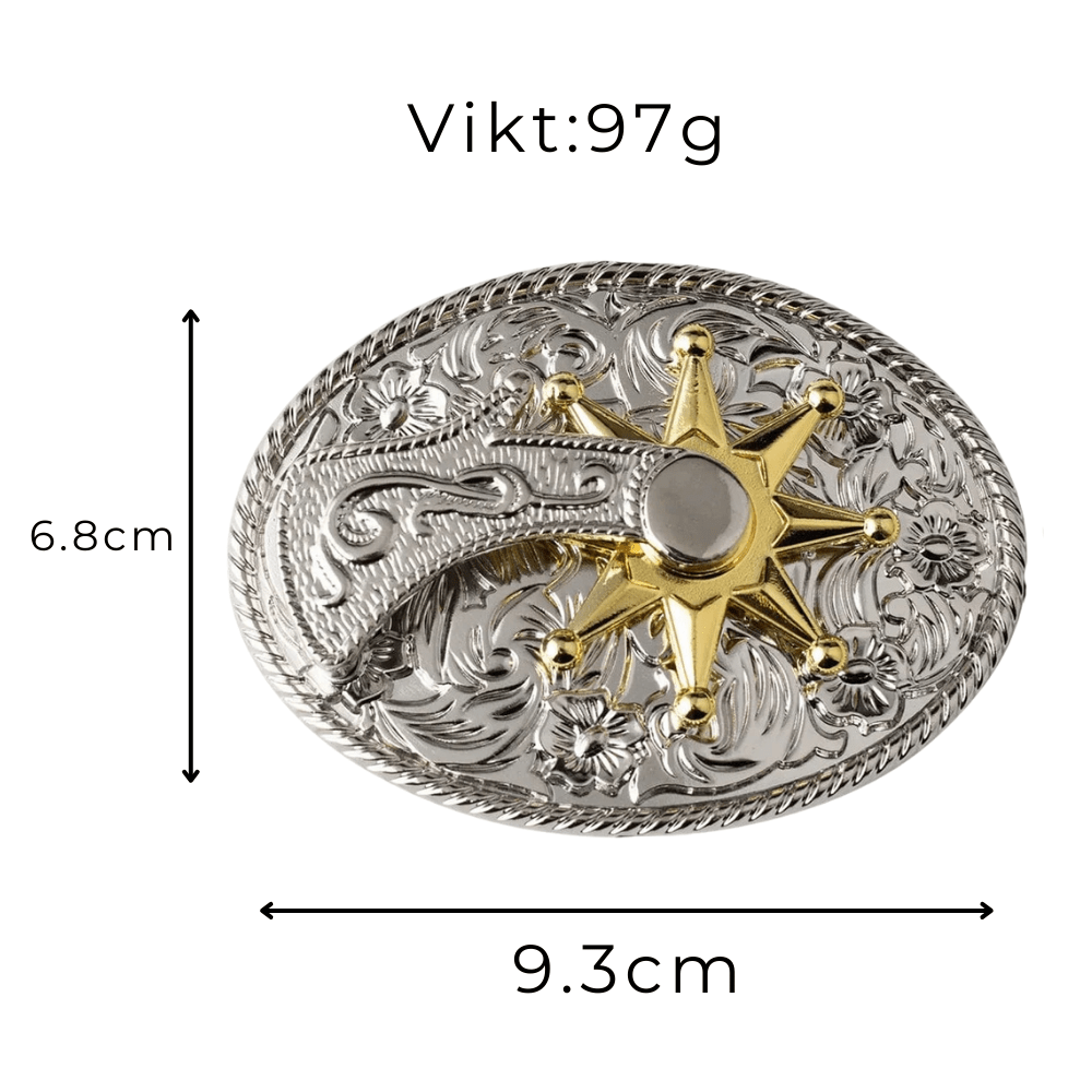 Bältesspänne western med silver och guld sheriffstjärna Silver