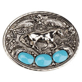 Bältesspänne western stil med häst och turkosa stenar Silver med turkos