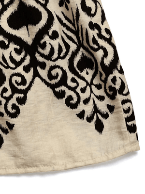 Beige bohemisk maxiklänning med svart mönster