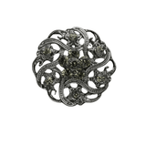 Blommig Concho med kristallaccent AntiksIilver / 24mm