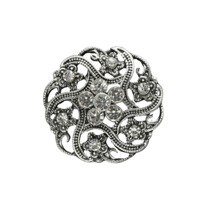 Blommig Concho med kristallaccent SIilver / 24mm