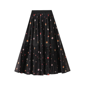 Blommig kjol Svart / One size