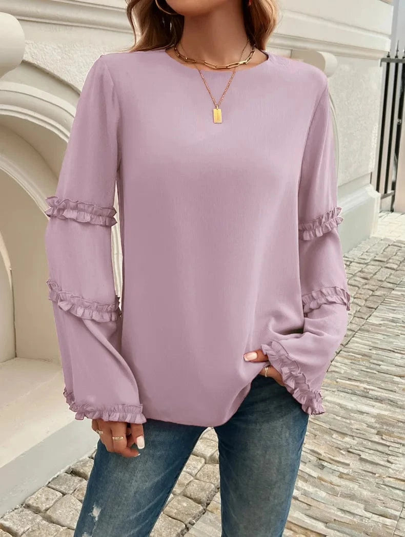 Blus med trumpetärm