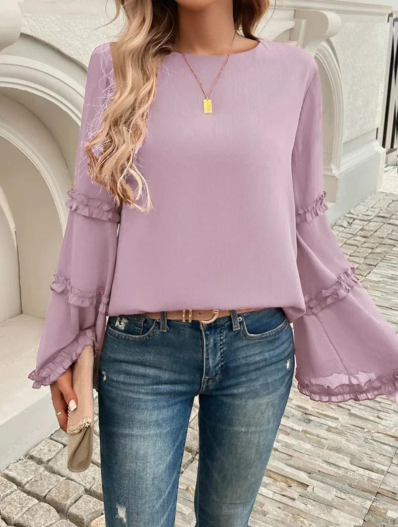 Blus med trumpetärm