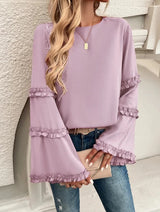 Blus med trumpetärm Rosa / S