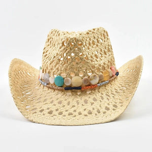 Bohemisk Halm Cowboyhatt Beige / One Size