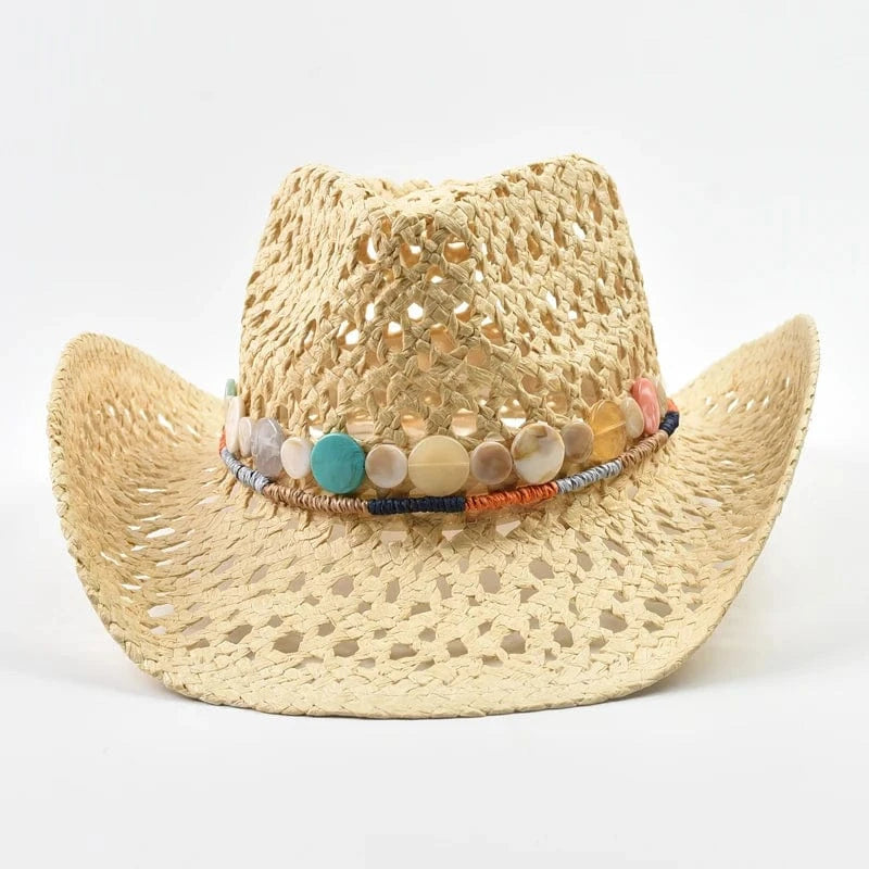 Bohemisk Halm Cowboyhatt Beige / One Size