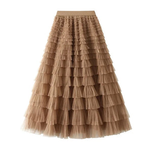 Bohemisk lång kjol Khaki / One Size