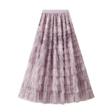 Bohemisk tyllkjol med tie-dye mönster Lila / M
