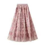 Bohemisk tyllkjol med tie-dye mönster Rosa / M