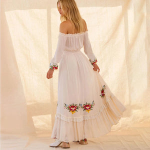 Boho chic klänning vit