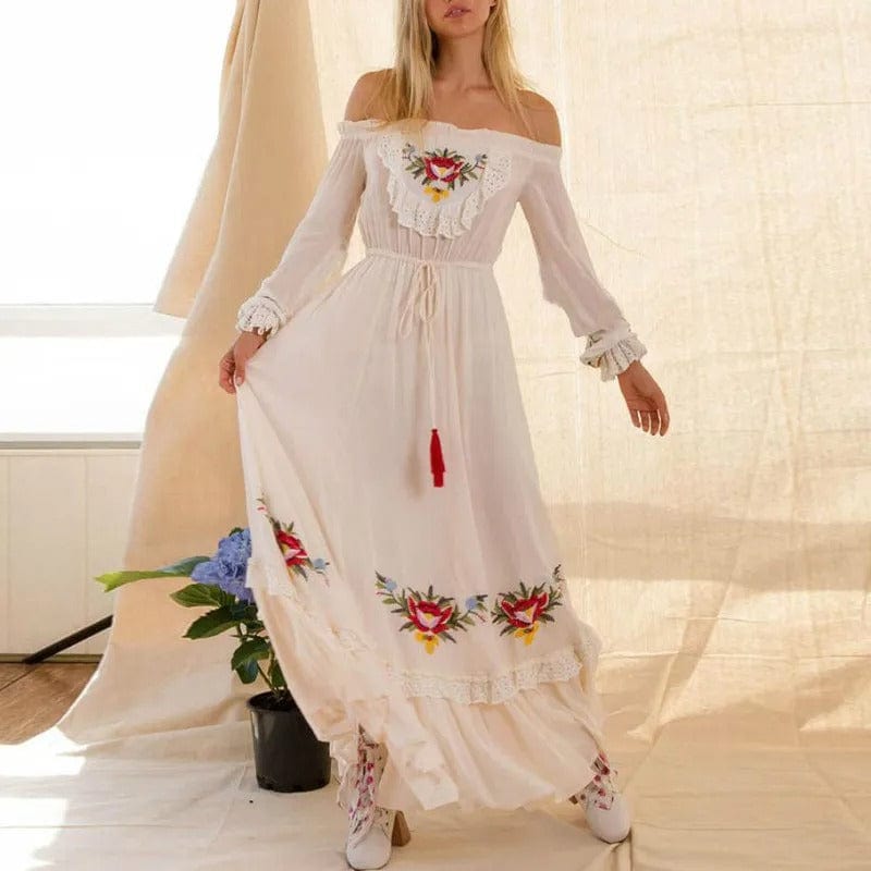 Boho chic klänning vit