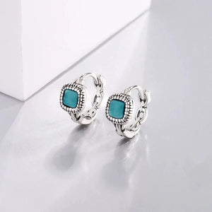 Boho örhängen Silver och blå