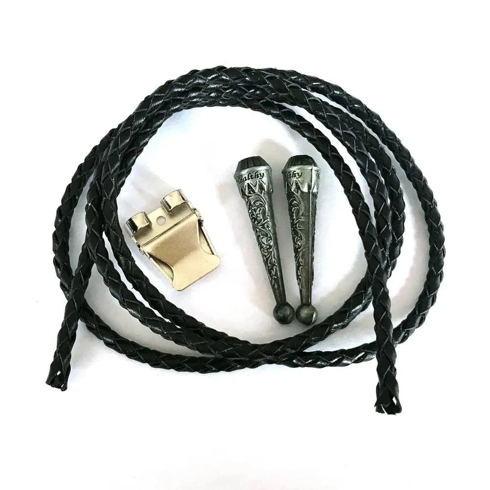 Bolo tie i aztekisk design med genuint läder