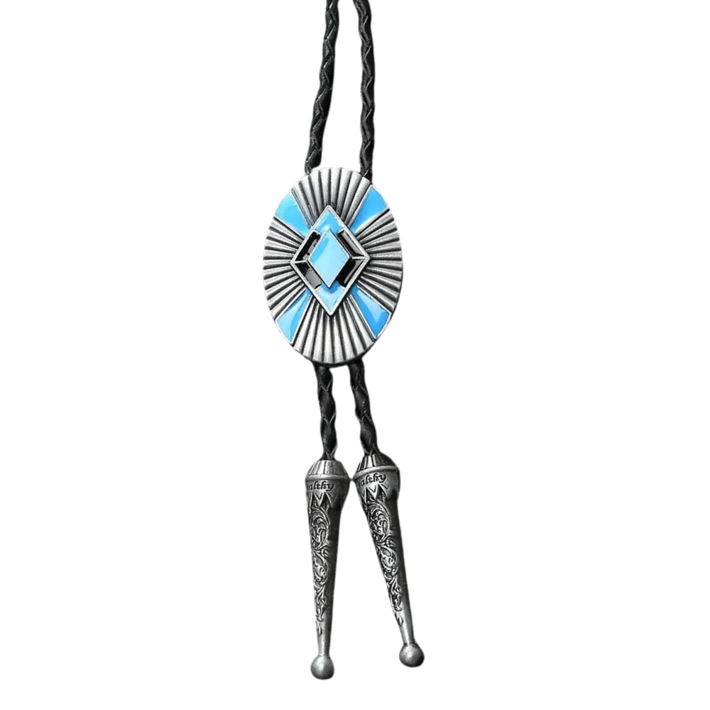 Bolo tie i blått med oval medaljong Blå