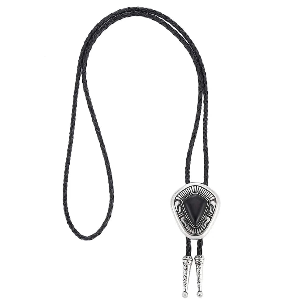 Bolo tie i diamantformad metall med natursten