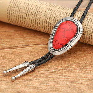 Bolo tie i droppform med naturlig turkos
