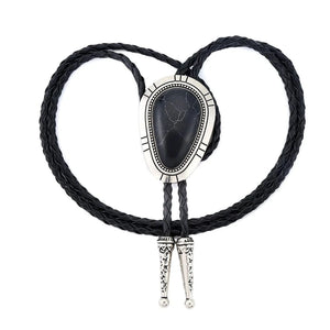 Bolo tie i droppform med naturlig turkos Svart