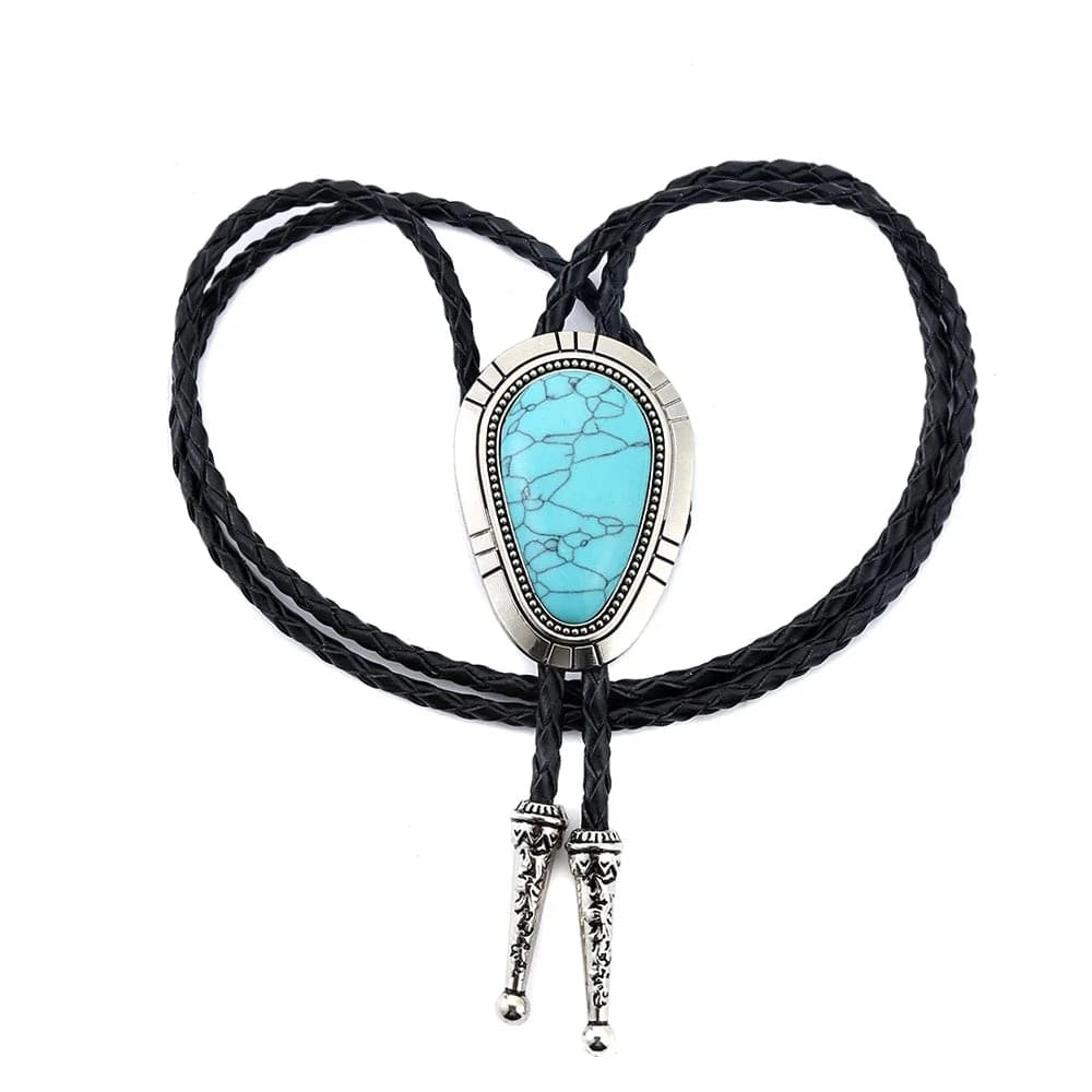 Bolo tie i droppform med naturlig turkos Turkosblå