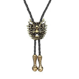 Bolo tie i läder med drakhuvud i metall Koppar