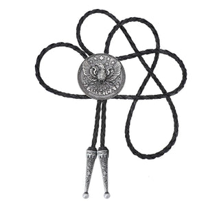 Bolo tie i läder med flygande örn och stjärndesign